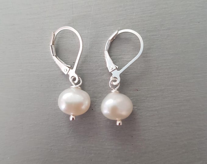 Freshwater Baroque pearl drop earrings Sterling Silver or 14K Gold Fill  simple real Baroque pearl earrings - June Birthstone jewellery gift