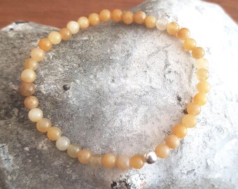 Yellow Topaz stretch Bracelet Sterling Silver or Gold Fill tiny 4mm Yellow gemstone bead bracelet November Birthstone jewellery Gift for her