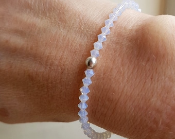 White OPAL crystal stretch bracelet Sterling Silver or Gold Fill tiny Opal crystal bead bracelet arthritis jewellery stacking jewellery gift