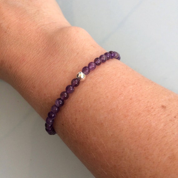 Amethyst Bead Stretch Bracelet with Accent Amethyst Bead Stretch Bracelet with Accent
