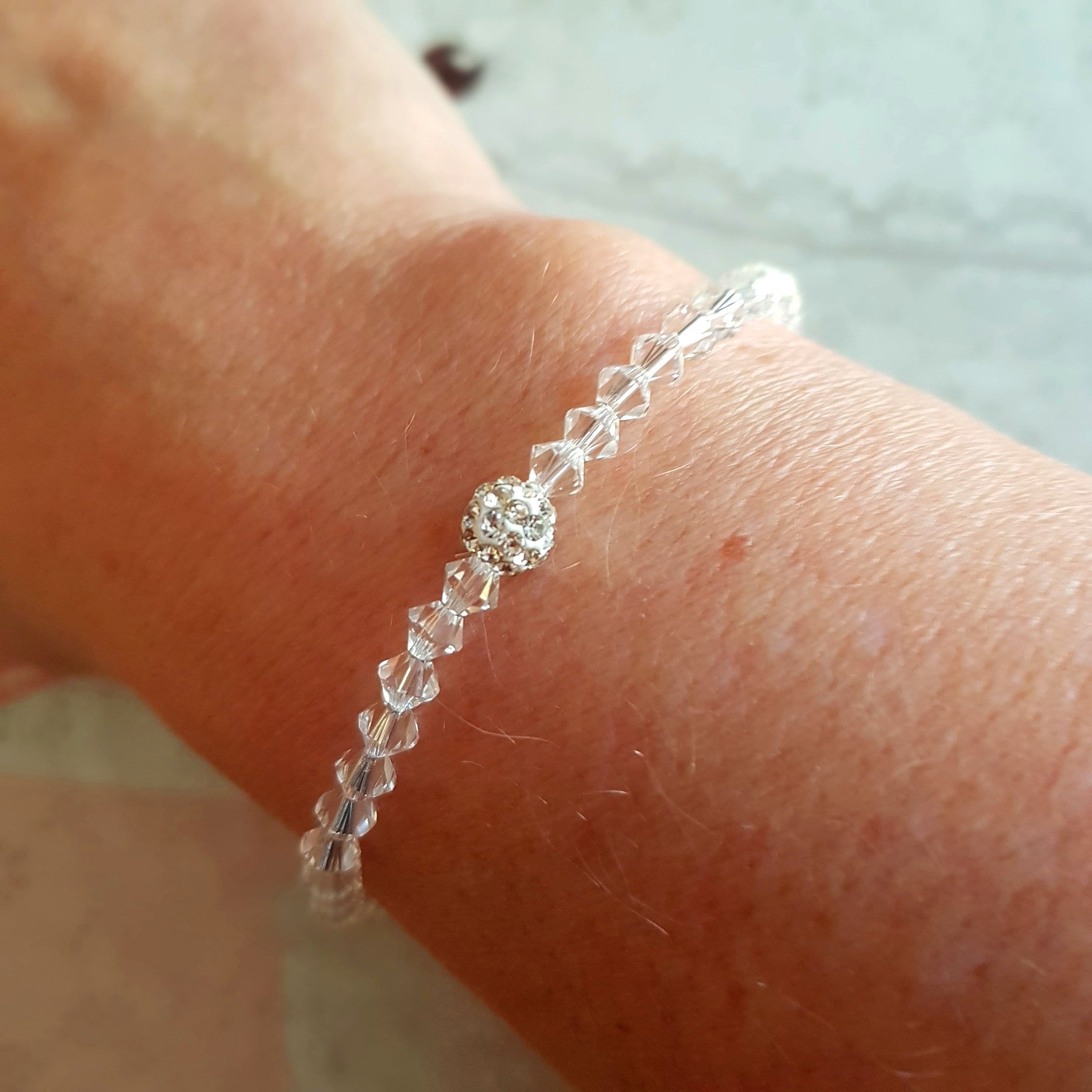 Clear Crystal Bracelet Clear Crystal Stretch Bracelet 4mm Tiny Bead Bracelet  BEADED Preciosa Crystal Jewellery Stacking Jewelry Gift 