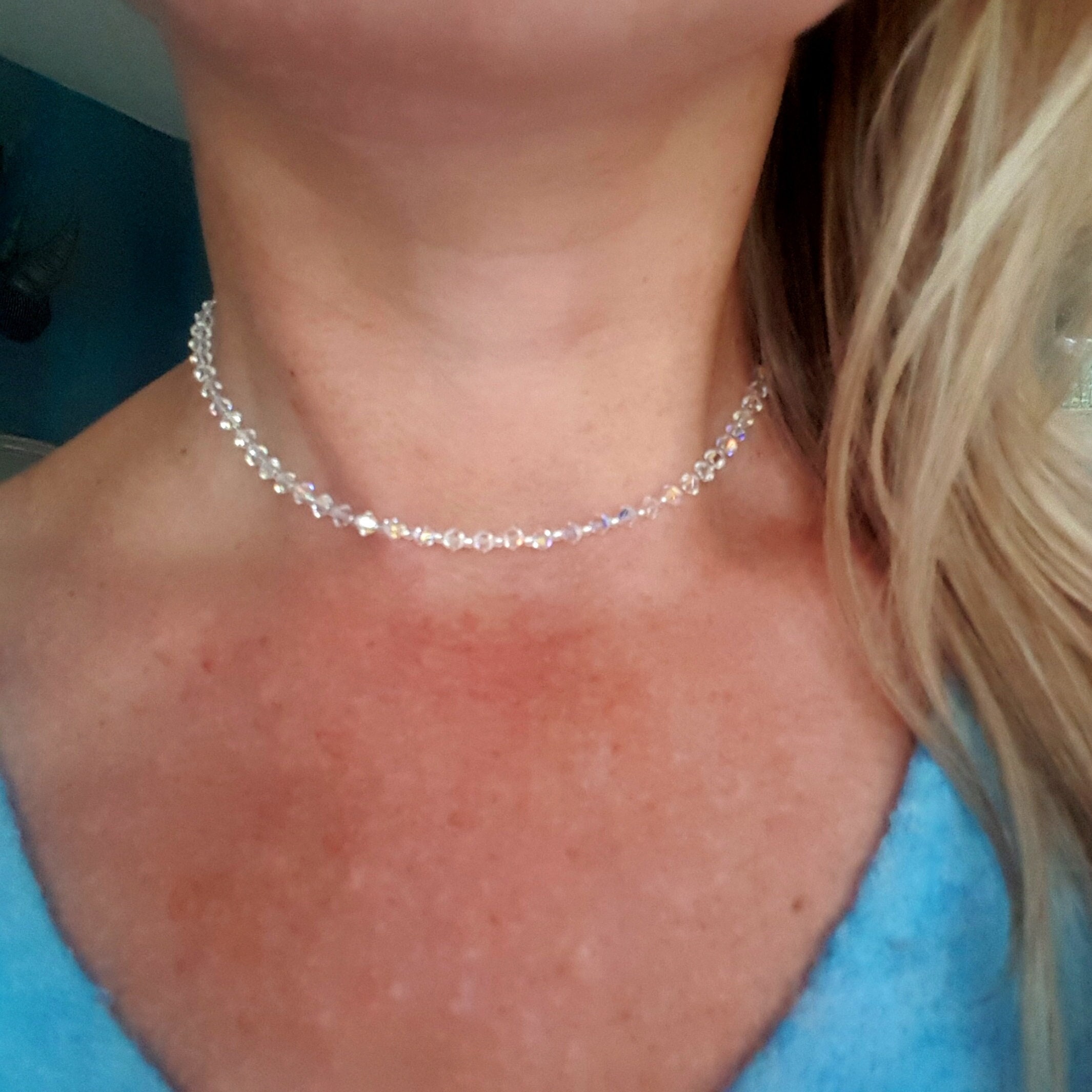 Tiny AB crystal choker necklace 