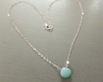 Tiny green Amazonite necklace choker Sterling Silver or Gold Fill or Rose Gold Fill - layering jewellery - Heart Chakra - Yoga Jewelery gift