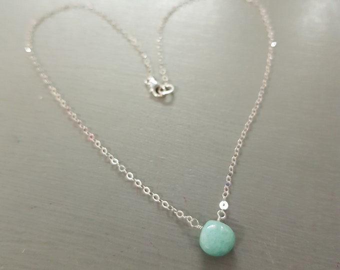 Tiny green Amazonite necklace choker Sterling Silver or Gold Fill or Rose Gold Fill - layering jewellery - Heart Chakra - Yoga Jewelery gift