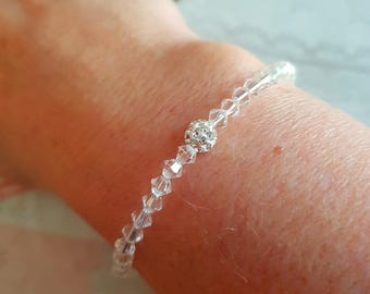 Clear crystal bracelet Clear crystal stretch bracelet 4mm tiny bead bracelet BEADED Preciosa crystal jewellery stacking jewelry gift