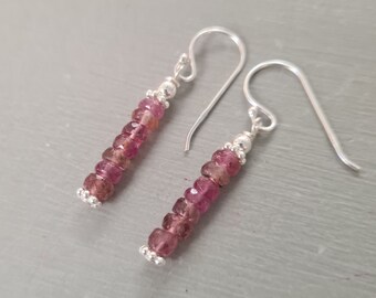 Pink Tourmaline earrings Sterling Silver or 14K Gold Fill small real pink gemstone drop earrings October Birthstone jewellery gift