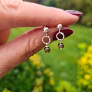 Tiny Smoky Quartz earrings Sterling Silver / Gold Fill stud 4mm small brown gemstone bead drop earrings Smokey Quartz Jewellery Chakra gift
