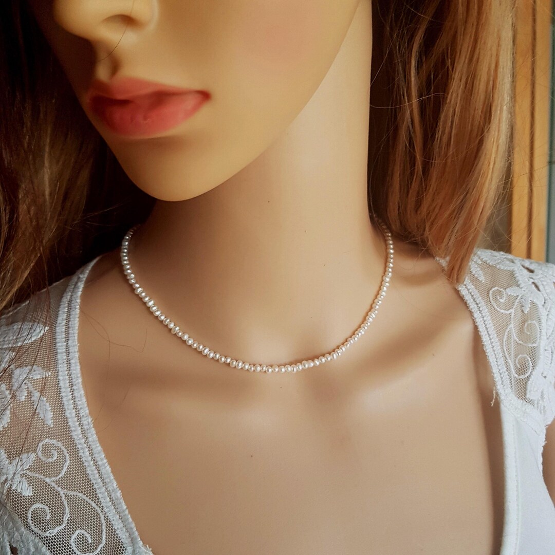 【日本入手困難】l choker with artificial pearls 7.5-8.0mm Japanese Akoya White Choker Length Pearl Necklace
