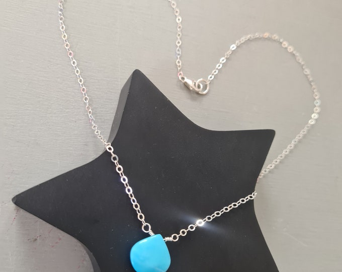 Sterling Silver Turquoise necklace choker small blue real Turquoise gemstone necklace Chakra December Birthstone jewellery gift for mum girl