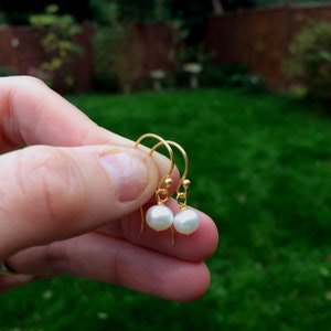 Small Freshwater pearl drop earrings  Sterling Silver or 14K Gold Fill AA white pearl earrings real pearl June Birthstone jewellery gift her