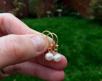 14K Gold Fill Small pearl drop earrings simple tiny 5mm AA Freshwater pearl earrings white pearl drop earrings bridal earrings gift for her
