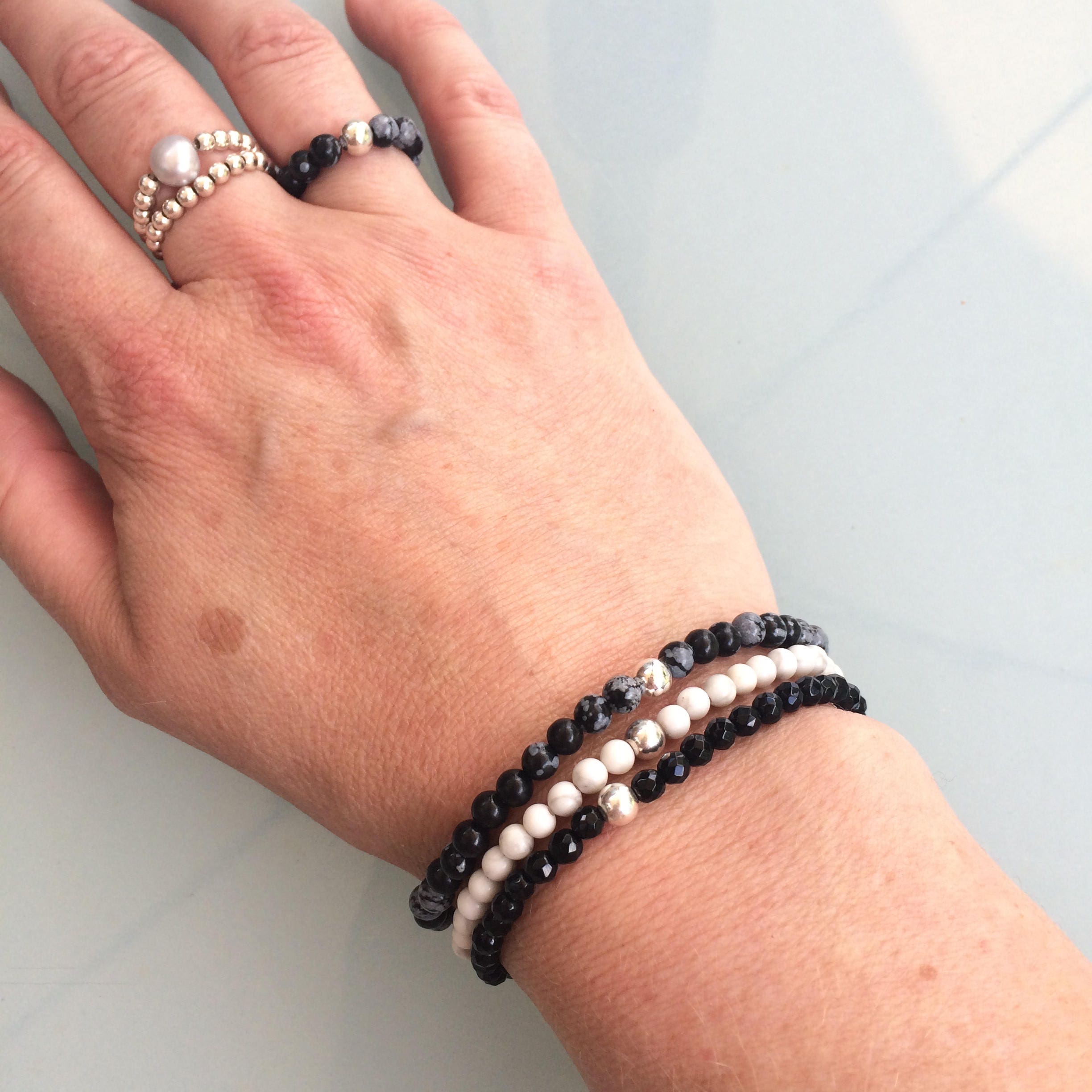 Snowflake obsidian engagement clearance ring