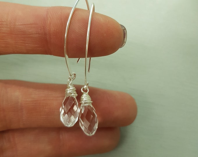 Clear Swarovski crystal teardrop earrings on Sterling Silver hooks or leverbacks - wire wrapped   crystal drop earrings Swarovski Jewellery