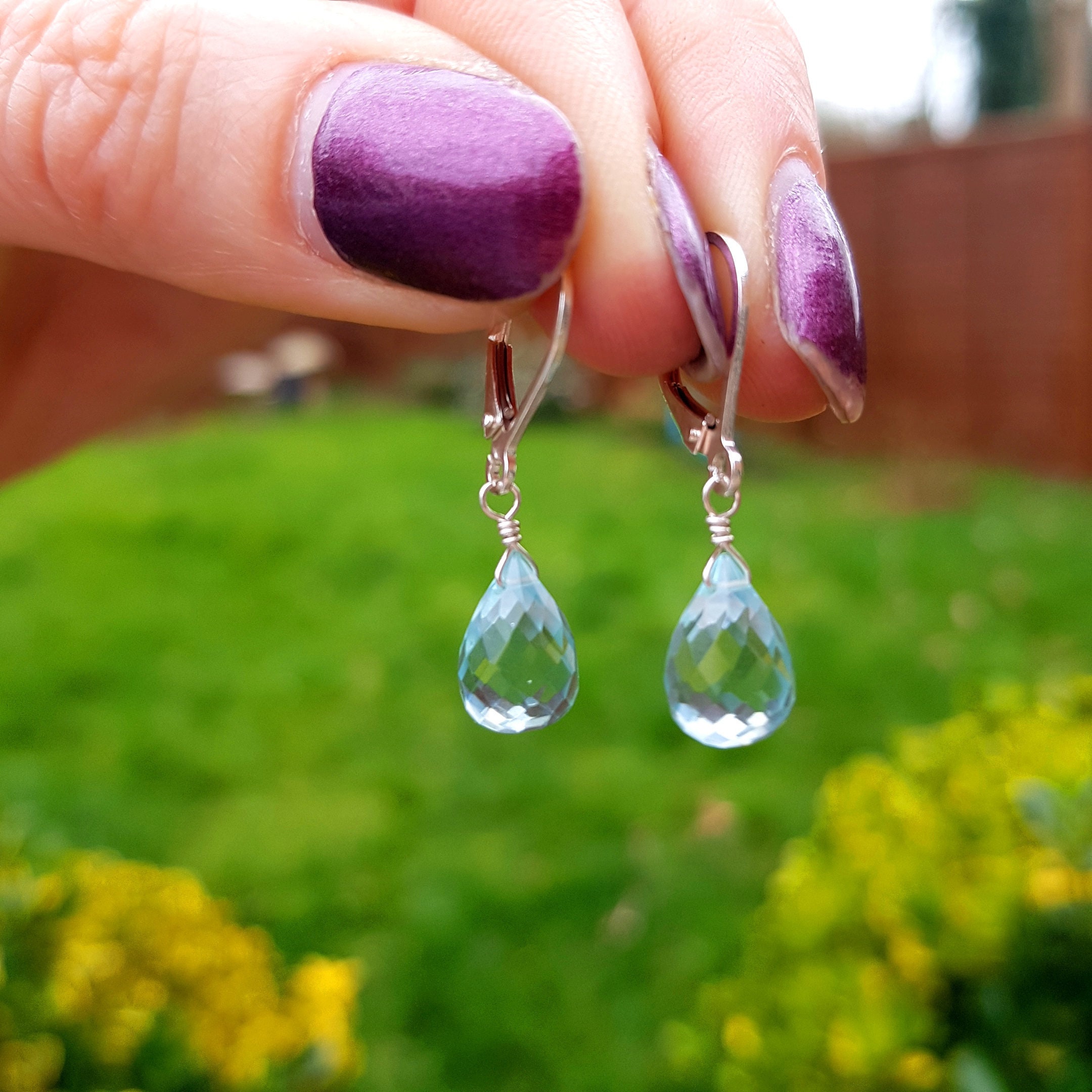 Teardrop aquamarine earrings discount