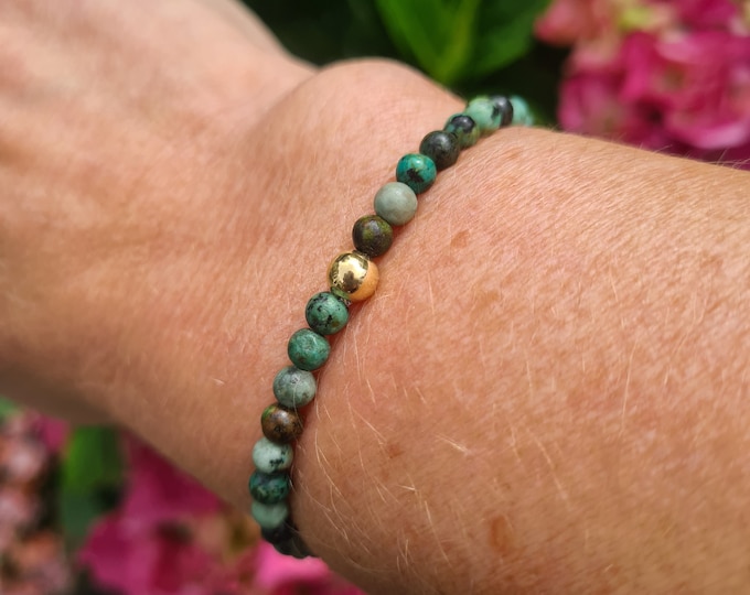 Green Jasper stretch bracelet Sterling Silver or Gold Fill tiny 4mm green gemstone bead bracelet small Beaded healing Chakra jewelry gift