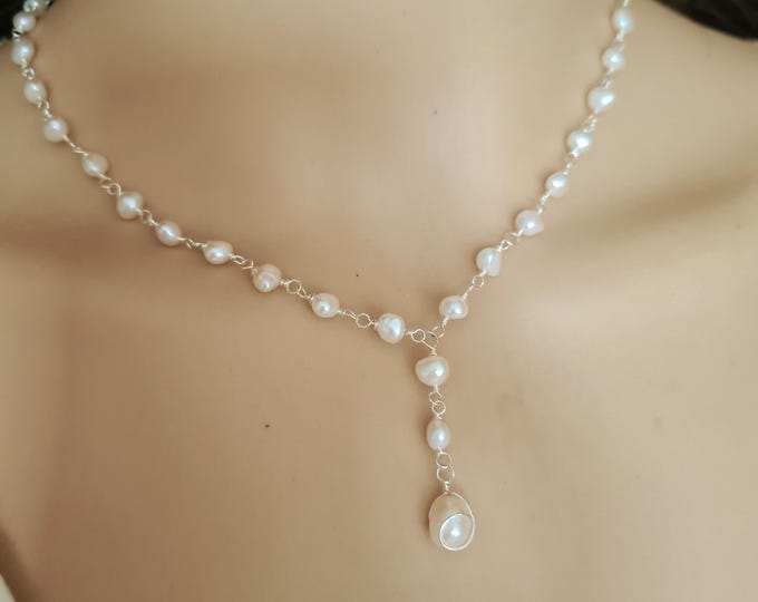 Small Freshwater Pearl necklace Sterling Silver Gold real white irregular Baroque pearl necklace June Birthstone jewellery gift anniversary