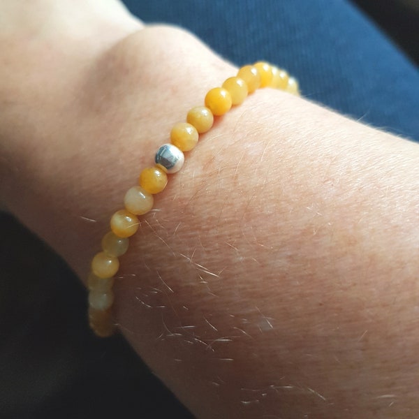 Yellow Topaz stretch Bracelet Sterling Silver or Gold Fill tiny 4mm Yellow gemstone bead bracelet November Birthstone jewellery Gift for her