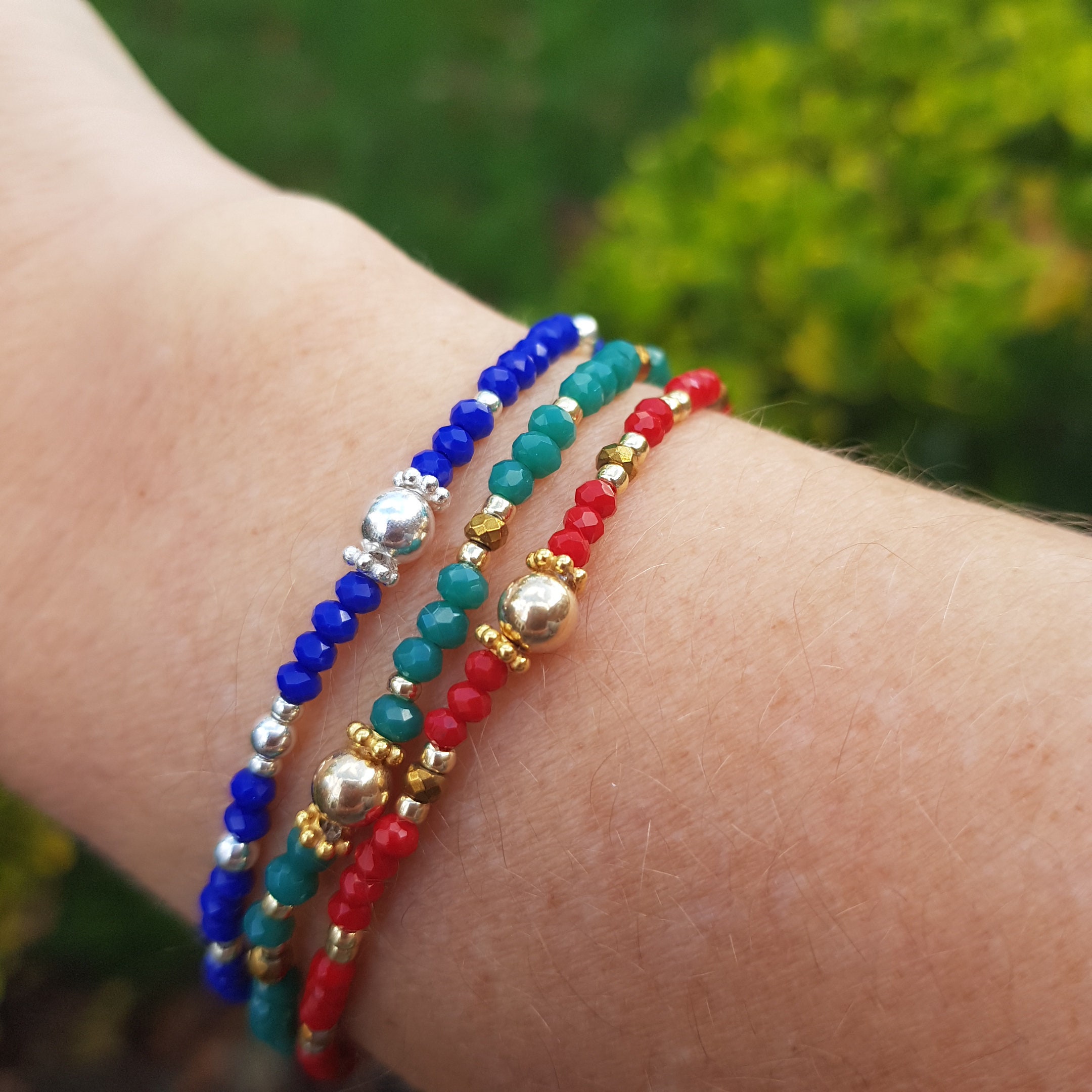 Blue Memory Wire Bracelet, Chunky Crystal Jewelry, Cobalt Bangles — CindyLouWho2