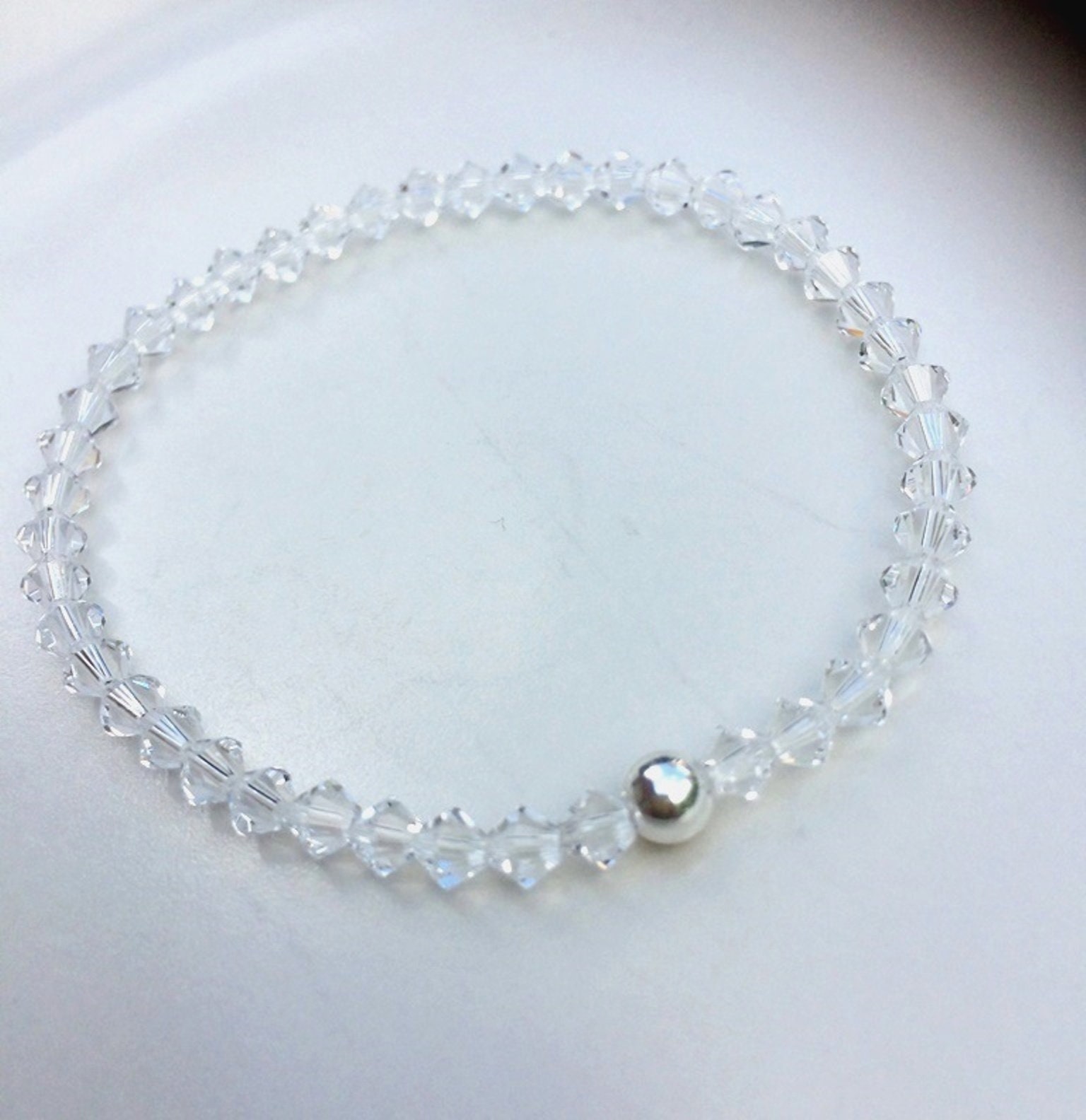 Clear Crystal Bracelet Clear Crystal Stretch Bracelet 4mm Tiny