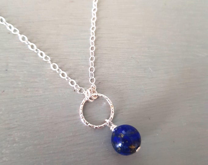 Sterling Silver Lapis Lazuli necklace or choker - September Birthstone Jewellery - 9th wedding anniversary Gift