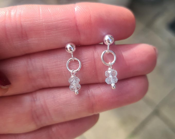 Tiny Aquamarine earrings Sterling Silver stud or 14K Gold Fill small real Aquamarine blue gemstone studs March Birthstone jewellery gift her