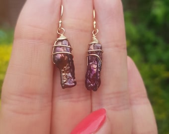 Red Freshwater pearl earrings 14K Gold Fill burgundy red real Baroque pearl drop earrings red pearl earrings June Birthstone jewelry gift