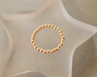 14K GOLD FILL STRETCH ring tiny 3mm Gold beaded ring bead ring stacking ring boho ring elasticated jewellery Gold jewellery Arthritis gift