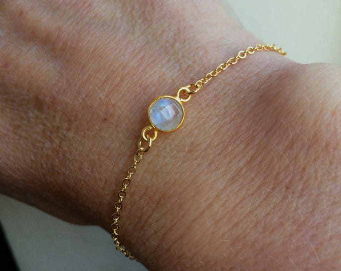 14K Gold fill tiny Moonstone bracelet Gold bracelet stacking - June Birthstone jewellery - minimalist Jewellery gift