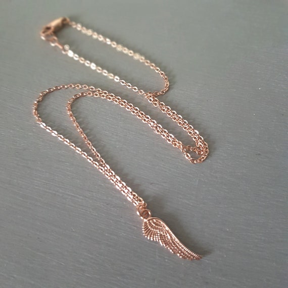 Rose Gold Fill Tiny Angel Wing Necklace 