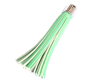 Mint Green 93 mm Long Tassels with Silver Cap 12 Pieces