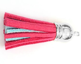 25 Pink Over Blue Double Color Tassels