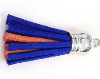 25 Blue over Orange Double Color Small Tassels