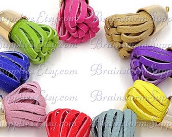 12 Decorative Tassels with Pale Gold Caps, Assorted Colors