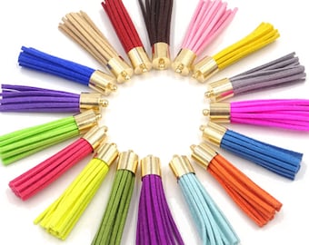 10 or 24 Tassels 50mm Long Tassels with Gold Caps, Color Mix