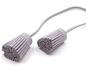 4 Light Gray Cord Attached Tassels