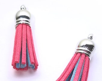 25 Pink Over Blue Double Color Tassels