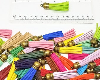 10 or 24 Bronze Cap Tassels, 58mm Long, Assorted Color Tassels