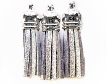 25 Small Silver Tassel Charms - Silver Cap Decorative Tassels