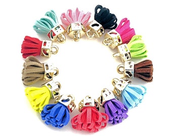 Tiny Looped Tassels, Random Color Mix, 36 Mini Tassel Charms