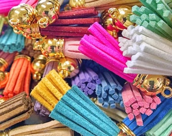 25 or 50 Small Tassels with Gold Caps, 35mm, Mixed Colors