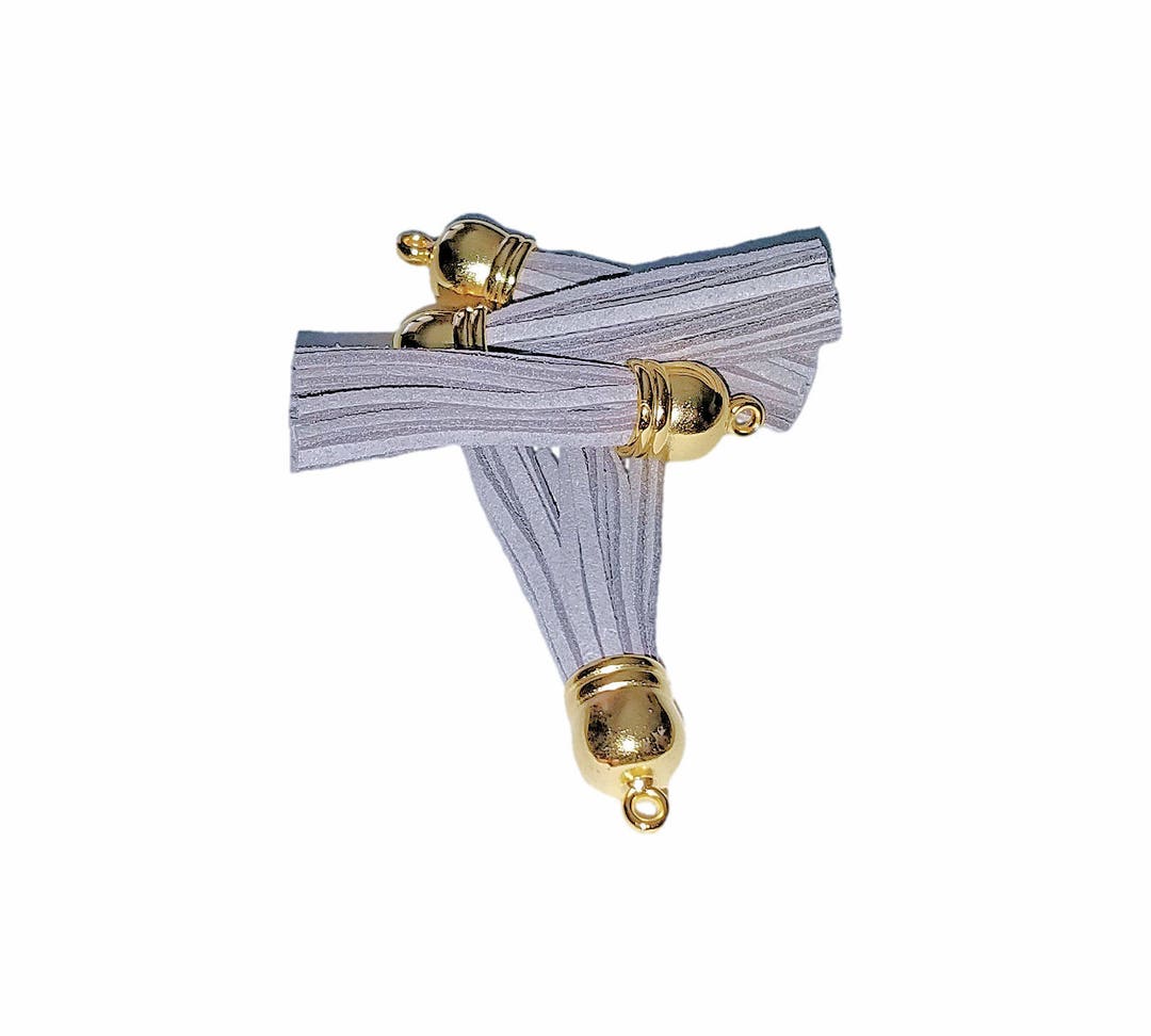 10 Light Gray Tassels With Gold Caps, 58mm Long Etsy