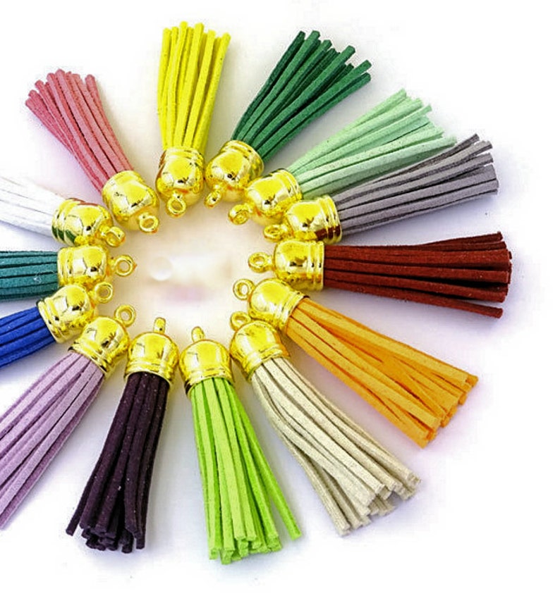 58 Mm Long Tassels With Gold Caps 10 or 24 Pieces Color Mix Etsy