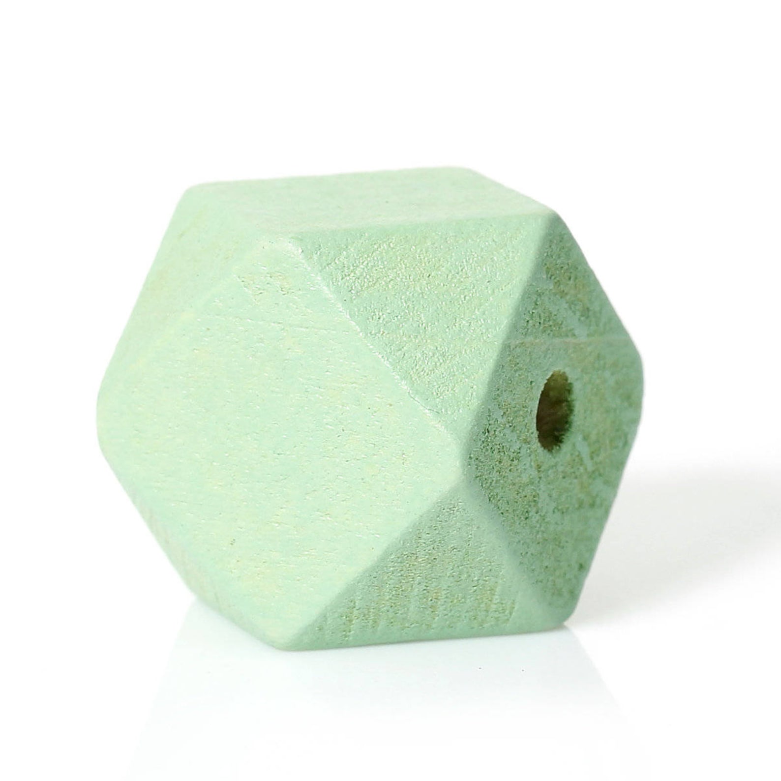 Light Green Chunky Geometric Wood Beads