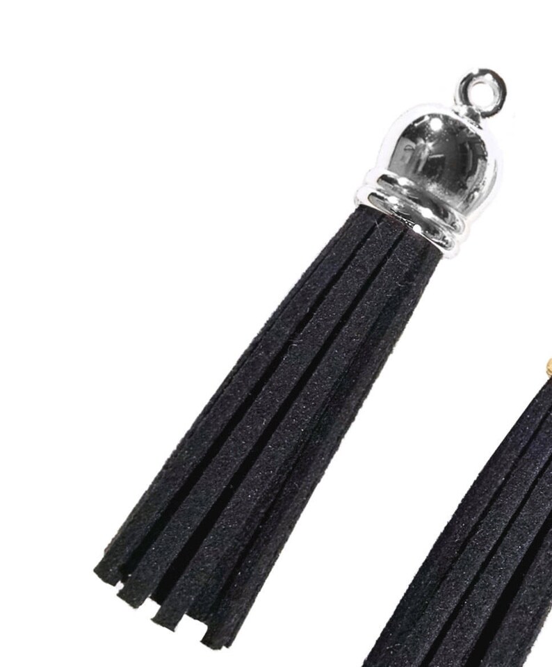 Black Tassels with Silver Caps 10 pieces 58mm Long Tassels Etsy