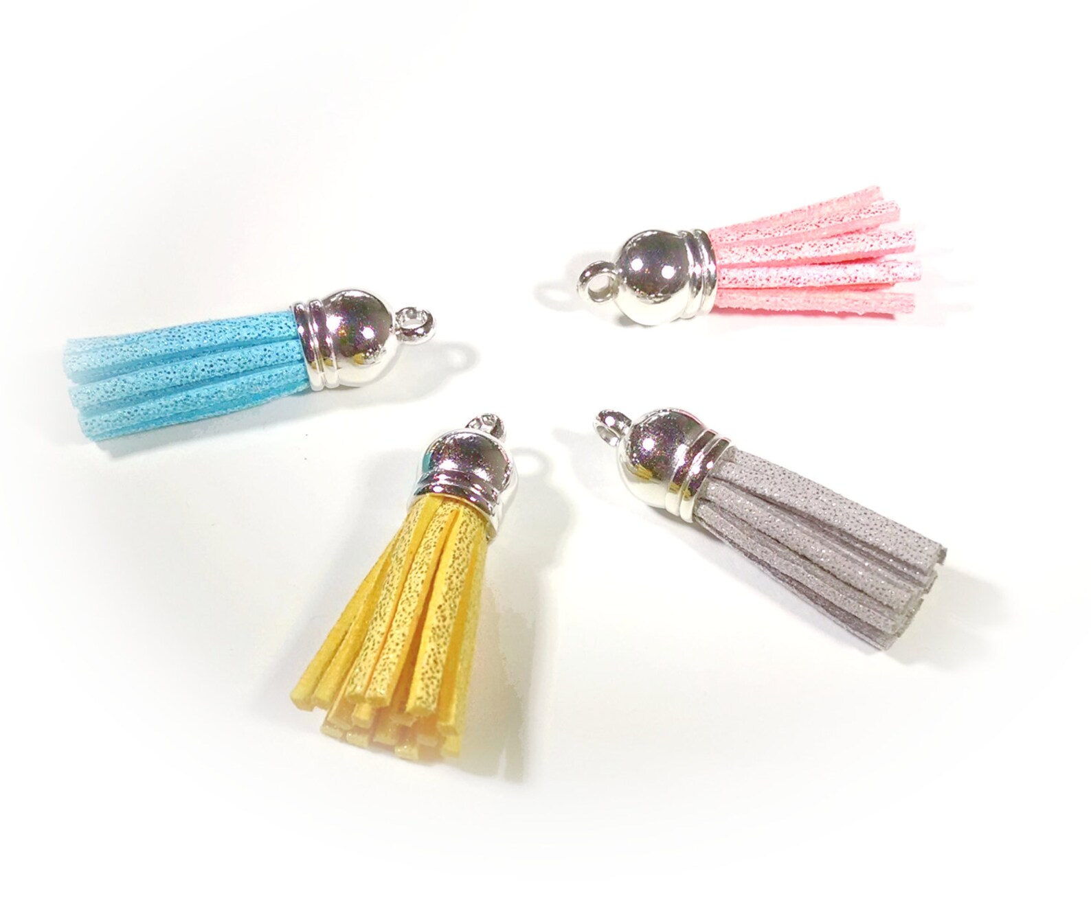 Small Yellow Glitter Tassels 12 or 25 Tassel Charms Etsy