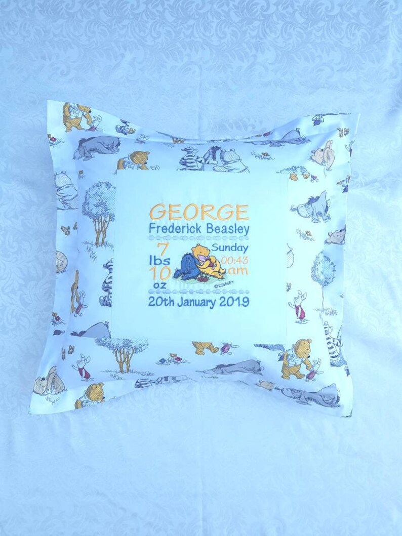 winnie the pooh birth announcement pillow