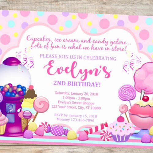 Candy Shoppe Invitation Sweet Shoppe Ice Cream Candy Shop | Etsy