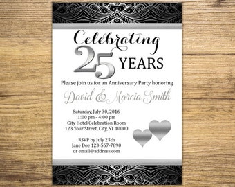 25th anniversary invitations etsy