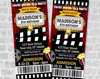 movie ticket invite etsy