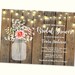 Rustic Bridal Shower Invitation, Wood & String Of Lights Bridal Shower Invite, Baby's Breath Mason Jar Custom Wedding Shower Invitation 